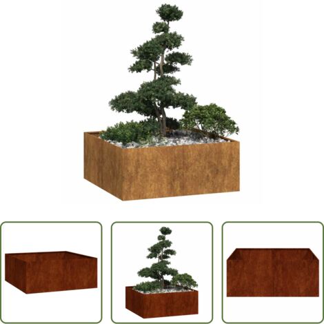 Fioriera esterna -  Fioriera Arrugginita 100x100x40 cm in Acciaio Corten