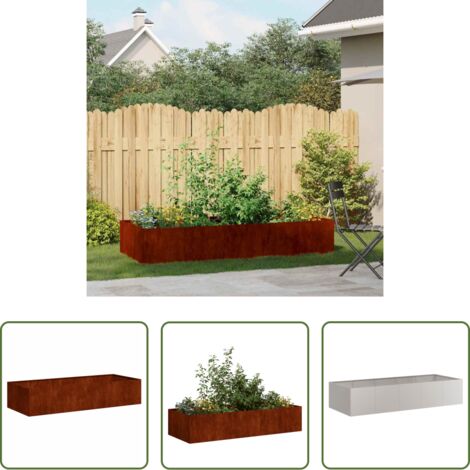 Fioriera esterna -  Fioriera Arrugginita 200x80x40 cm in Acciaio Corten