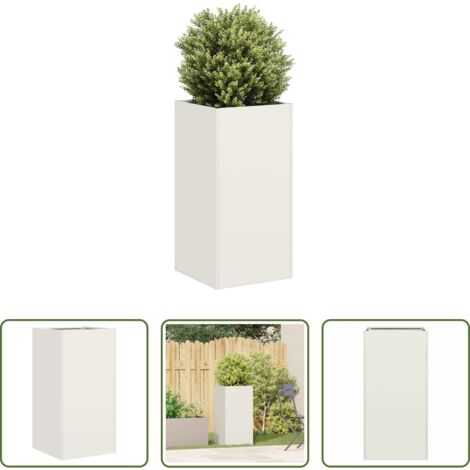 Fioriera esterna -  Fioriera Bianca 40x40x80 cm in Acciaio Laminato a Freddo
