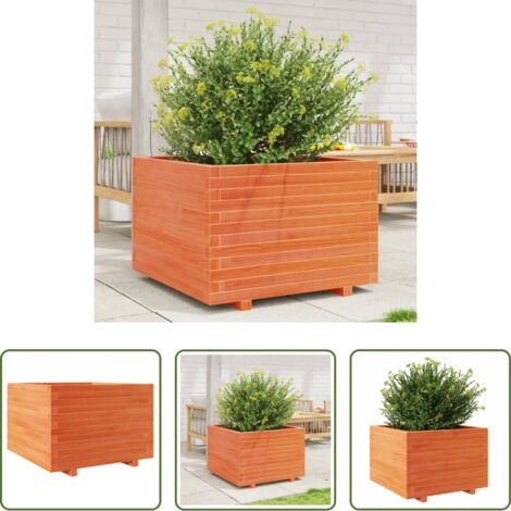 Fioriera esterna -  Fioriera Giardino Marrone Cera 70x70x49,5cm Legno Massello Pino