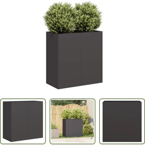 Fioriera esterna -  Fioriera Nera 80x40x80 cm in Acciaio Laminato a Freddo