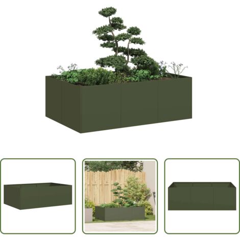 Fioriera esterna -  Fioriera Verde Oliva 120x80x40 cm in Acciaio