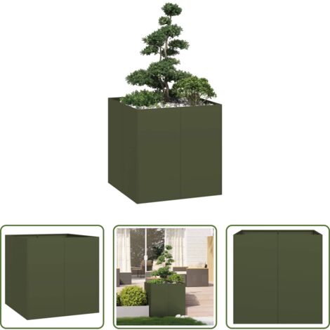 Fioriera esterna -  Fioriera Verde Oliva 80x80x80 cm in Acciaio