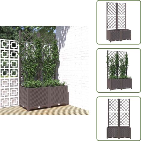 Fioriera esterna - vidaXL Fioriera da Giardino con Graticcio Marrone 80x40x136 cm in PP - Vaso da giardino