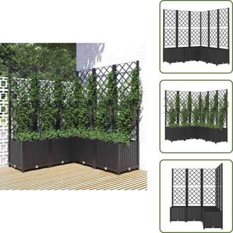 Fioriera esterna - vidaXL Fioriera da Giardino con Graticcio Nero 120x120x136 cm in PP - Fioriera per balcone