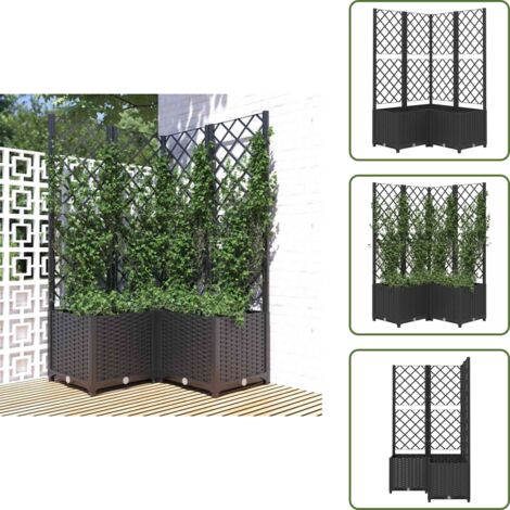 Fioriera esterna - vidaXL Fioriera da Giardino con Graticcio Nero 80x80x136 cm in PP - Vaso da giardino