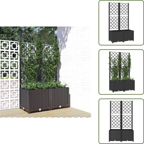 Fioriera esterna - vidaXL Fioriera da giardino con traliccio nera 80x40x136 cm PP - Fioriera per piante rampicanti