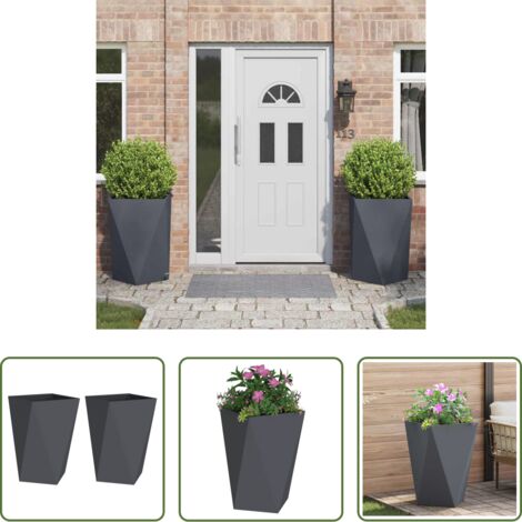 Fioriera -  Fioriera 2 pcs Antracite 50 x 50 x 75 cm Acciaio