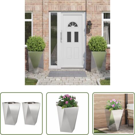 Fioriera -  Fioriera 2 pcs Argento 50 x 50 x 75 cm Acciaio inossidabile
