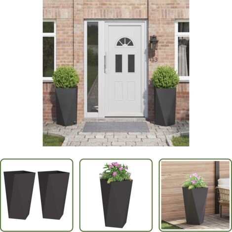 Fioriera -  Fioriera 2 pcs Nero 40 x 40 x 75 cm Acciaio