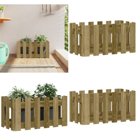 Fioriera Giardino a Recinzione 60x30x30 cm in Pino Impregnato - Fioriera in legno - Fioriera in pino