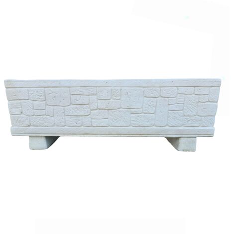 Fioriera giardino cemento effetto pietra l.101xp.30xh.34 cm serie valle d'itria