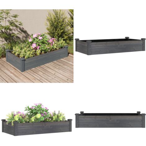 Fioriera Giardino con Fodera Grigia 120x60x25cm Massello Abete - Fioriera in legno - Fioriera con fodera