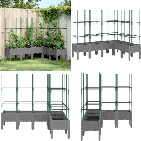 Fioriera Giardino con Graticcio Grigio 160x120x142,5 cm PP - Fioriera con graticcio - Fioriera per piante rampicanti
