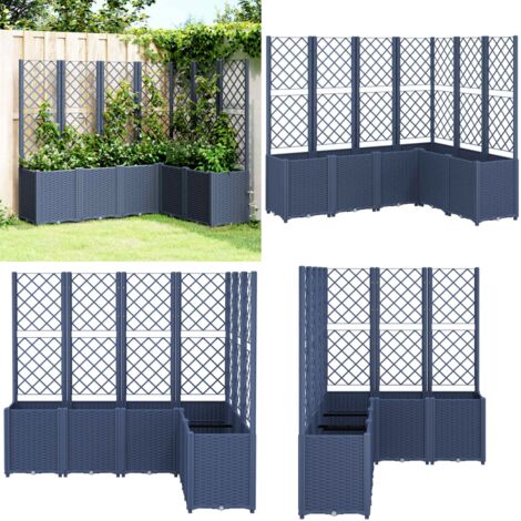Fioriera Giardino con Graticcio Grigio Blu 160x120x140 cm PP - Fioriera con graticcio - Fioriera per piante rampicanti