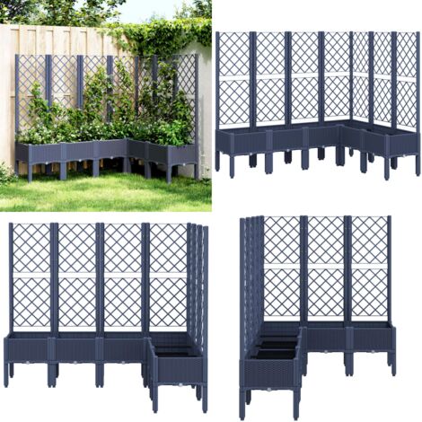 Fioriera Giardino con Graticcio Grigio Blu 160x120x142 cm PP - Fioriera con graticcio - Piante rampicanti