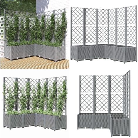 Fioriera Giardino con Graticcio Grigio Chiaro 120x120x136cm PP - Fioriera con graticcio - Piante rampicanti