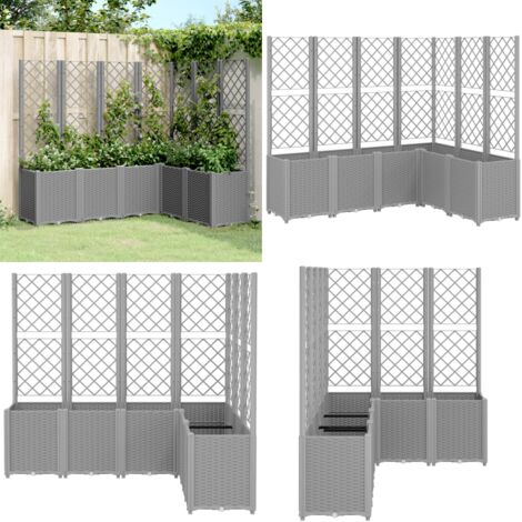 Fioriera Giardino con Graticcio Grigio Chiaro 160x120x140 cm PP - Fioriera con graticcio - Piante rampicanti