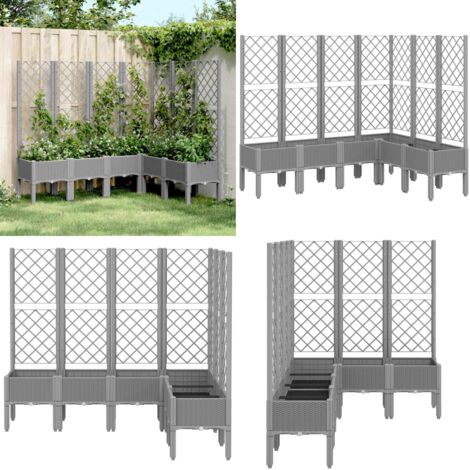 Fioriera Giardino con Graticcio Grigio Chiaro 160x120x142 cm PP - Fioriera con graticcio - Fioriera per piante rampicanti