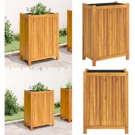 Fioriera Giardino con Rivestimento 54x31x75 cm Massello Acacia - Fioriera in legno - Fioriera in acacia