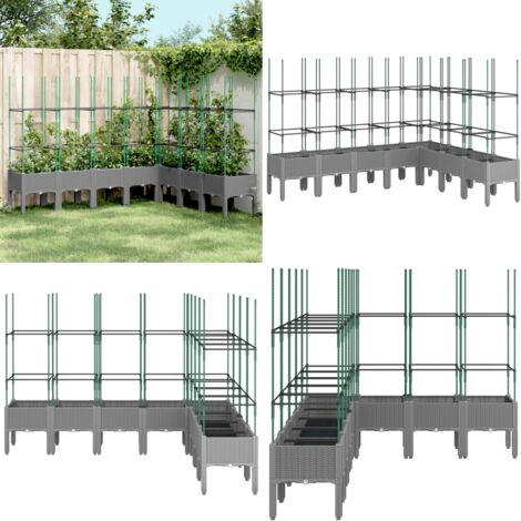 Fioriera Giardino con Traliccio Grigio 200x160x142,5 cm PP - Fioriera con traliccio - Fioriera per piante rampicanti