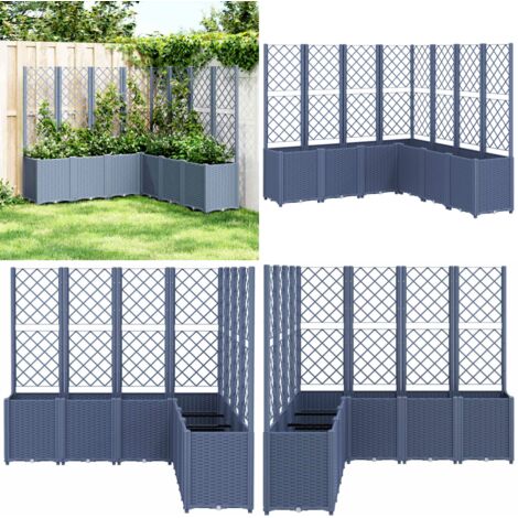 Fioriera Giardino con Traliccio Grigio Blu 160x160x140 cm PP - Fioriera con traliccio - Fioriera per piante rampicanti