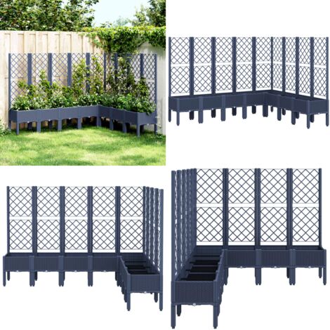 Fioriera Giardino con Traliccio Grigio Blu 200x160x142 cm PP - Fioriera con traliccio - Fioriera per piante rampicanti
