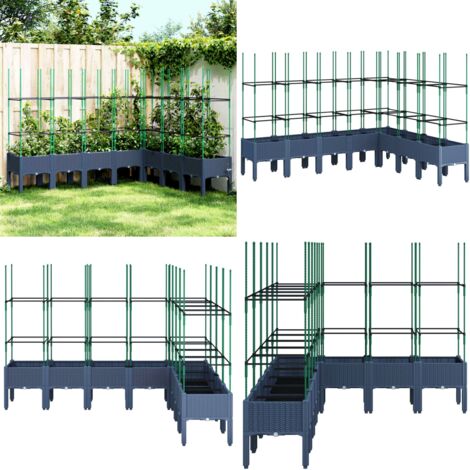 Fioriera Giardino con Traliccio Grigio Blu 200x160x142,5 cm PP - Fioriera con traliccio - Fioriera da patio