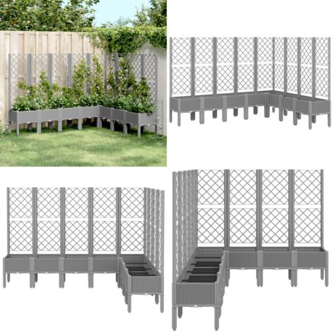 Fioriera Giardino con Traliccio Grigio Chiaro 200x160x142 cm PP - Fioriera con traliccio - Fioriera da patio