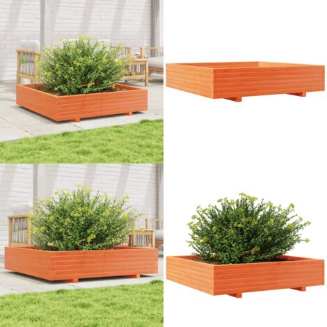 Fioriera Giardino Marrone Cera 110x110x26,5 cm in Legno di Pino - Fioriera in legno - Fioriera marrone