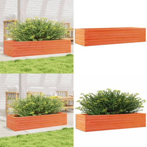 Fioriera Giardino Marrone Cera 110x40x23 cm Legno Massello Pino - Fioriera in legno - Fioriera marrone