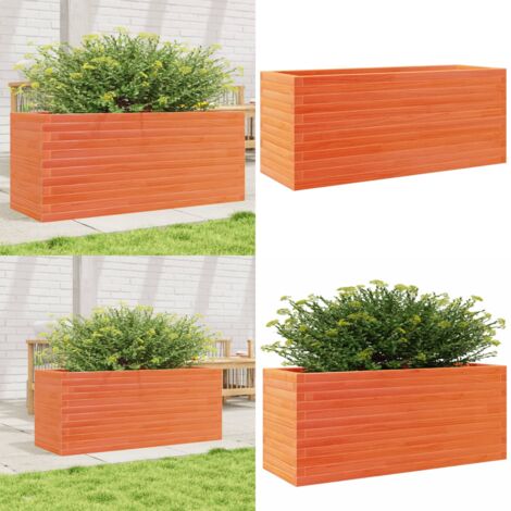Fioriera Giardino Marrone Cera 110x40x46 cm Legno Massello Pino - Fioriera in legno - Fioriera marrone