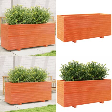 Fioriera Giardino Marrone Cera 110x40x49,5 Legno Massello Pino - Fioriera da patio - Fioriera in legno