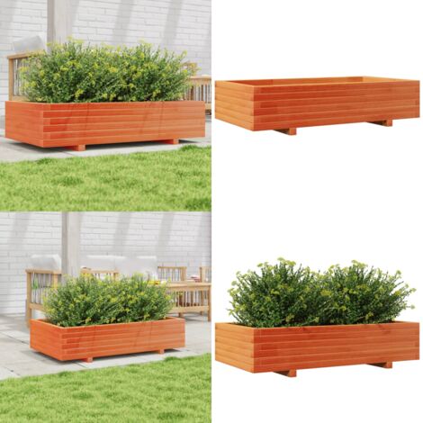 Fioriera Giardino Marrone Cera 110x60x26,5 cm Legno di Pino - Fioriera in legno - Fioriera marrone
