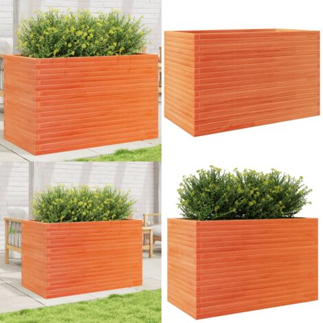 Fioriera Giardino Marrone Cera 110x60x68,5 Legno Massello Pino - Fioriera da patio - Fioriera da balcone