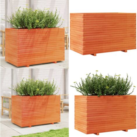 Fioriera Giardino Marrone Cera 110x60x72 cm Legno Massello Pino - Fioriera da patio - Fioriera in legno