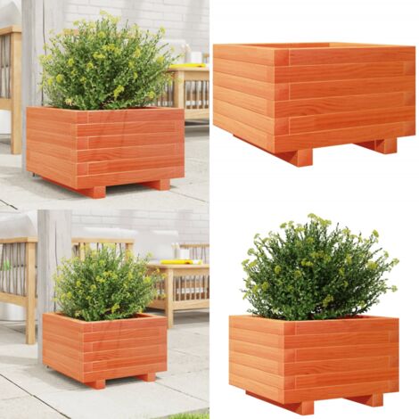 Fioriera Giardino Marrone Cera 40x40x26,5cm Legno Massello Pino - Fioriera in legno - Fioriera marrone