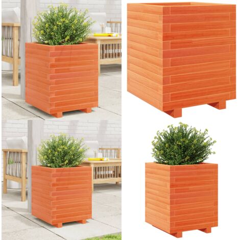 Fioriera Giardino Marrone Cera 40x40x49,5cm Legno Massello Pino - Fioriera da patio - Fioriera in legno