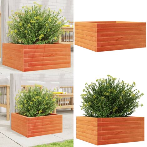 Fioriera Giardino Marrone Cera 50x50x23 cm Legno Massello Pino - Fioriera in legno - Fioriera marrone