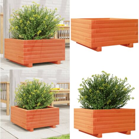Fioriera Giardino Marrone Cera 50x50x26,5cm Legno Massello Pino - Fioriera in legno - Fioriera marrone