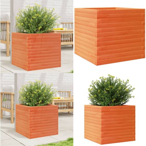 Fioriera Giardino Marrone Cera 50x50x45,5cm Legno Massello Pino - Fioriera in legno - Fioriera marrone