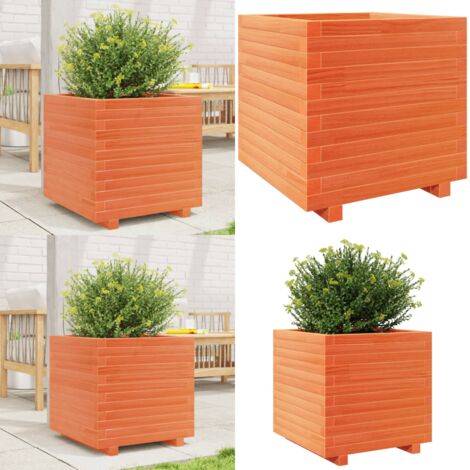 Fioriera Giardino Marrone Cera 50x50x49,5cm Legno Massello Pino - Fioriera da patio - Fioriera in legno