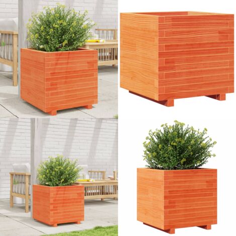 Fioriera Giardino Marrone Cera 50x50x49,5cm Legno Massello Pino - Fioriera in legno - Fioriera marrone