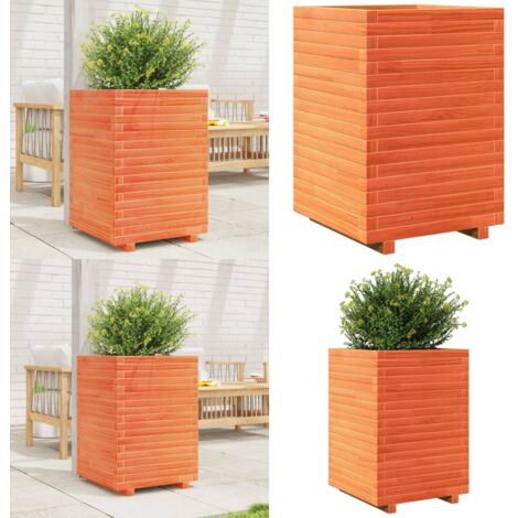 Fioriera Giardino Marrone Cera 50x50x72 cm Legno Massello Pino - Fioriera da patio - Fioriera in legno