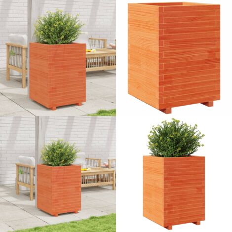 Fioriera Giardino Marrone Cera 50x50x72,5cm Legno Massello Pino - Fioriera da patio - Fioriera in legno