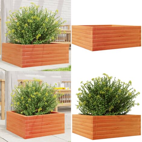 Fioriera Giardino Marrone Cera 60x60x23 cm Legno Massello Pino - Fioriera in legno - Fioriera marrone