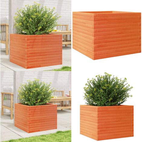 Fioriera Giardino Marrone Cera 60x60x45,5cm Legno Massello Pino - Fioriera in legno - Fioriera marrone