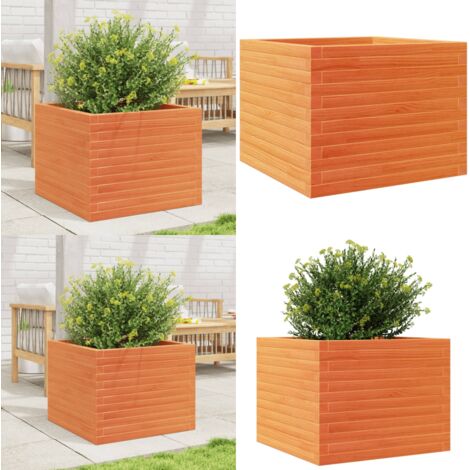 Fioriera Giardino Marrone Cera 60x60x46 cm Legno Massello Pino - Fioriera in legno - Fioriera marrone