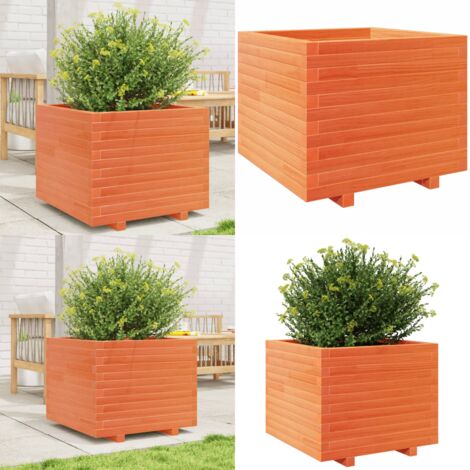 Fioriera Giardino Marrone Cera 60x60x49,5cm Legno Massello Pino - Fioriera da patio - Fioriera in legno