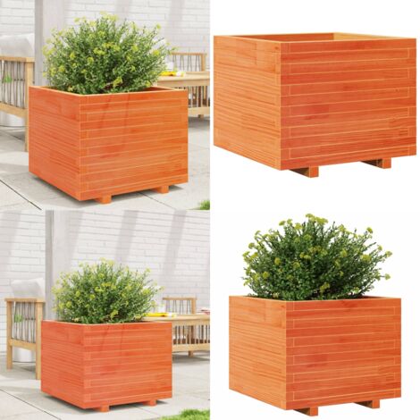 Fioriera Giardino Marrone Cera 60x60x49,5cm Legno Massello Pino - Fioriera in legno - Fioriera marrone